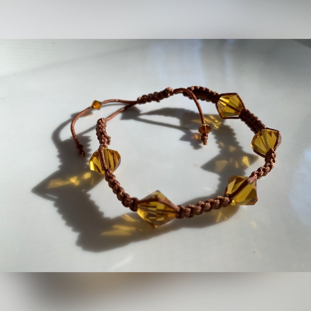 Swarovski Crystals Brown Crochet Handmade Bracelet